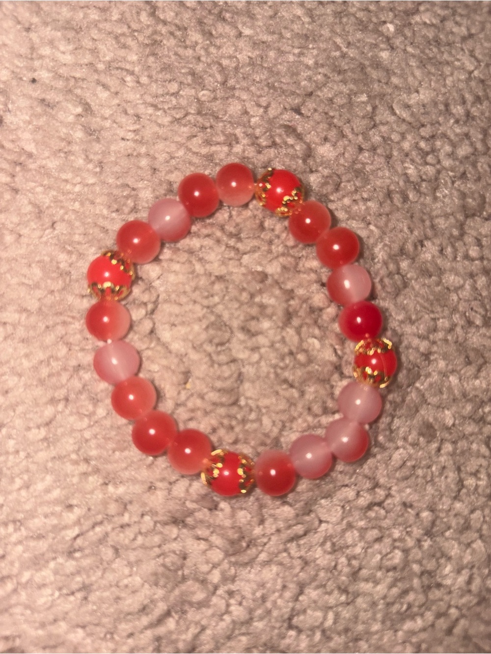 Handmade Elegant Tie Dye Red Beaded Stretch Bracelet